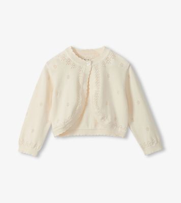Cream Pointelle Knit Cardigan