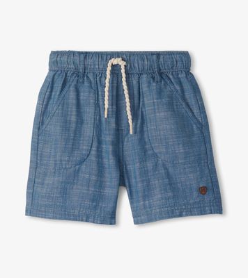 Indigo Blue Chambray Woven Shorts