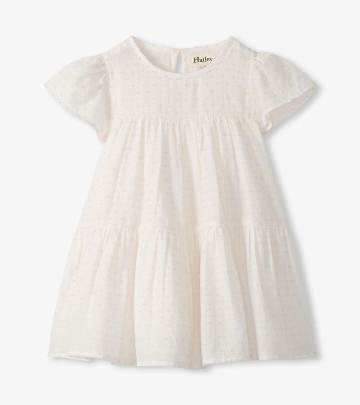 Pearl Blush Swiss Dot Woven Cake Puff Dress