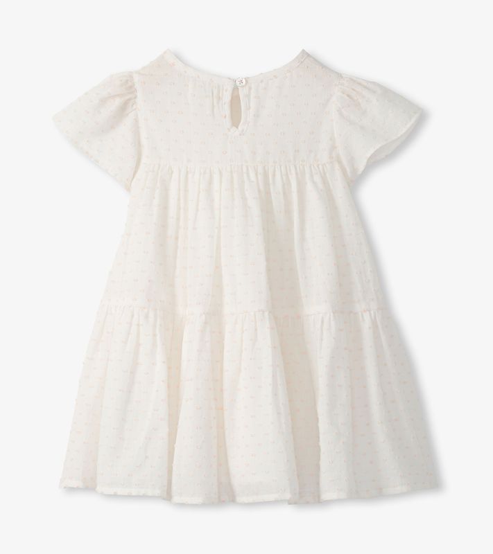 Pearl Blush Swiss Dot Woven Cake Puff Dress