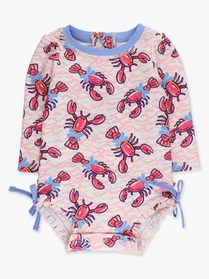 Pink Lobster Lagoon Rashguard Swimsuit
