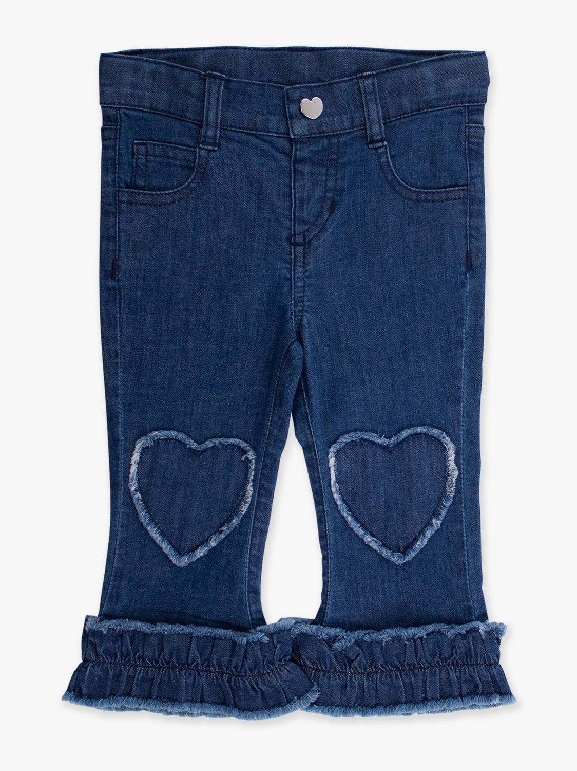 Heart Applique Crop Flare Jeans