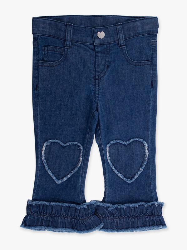 Heart Applique Crop Flare Jeans