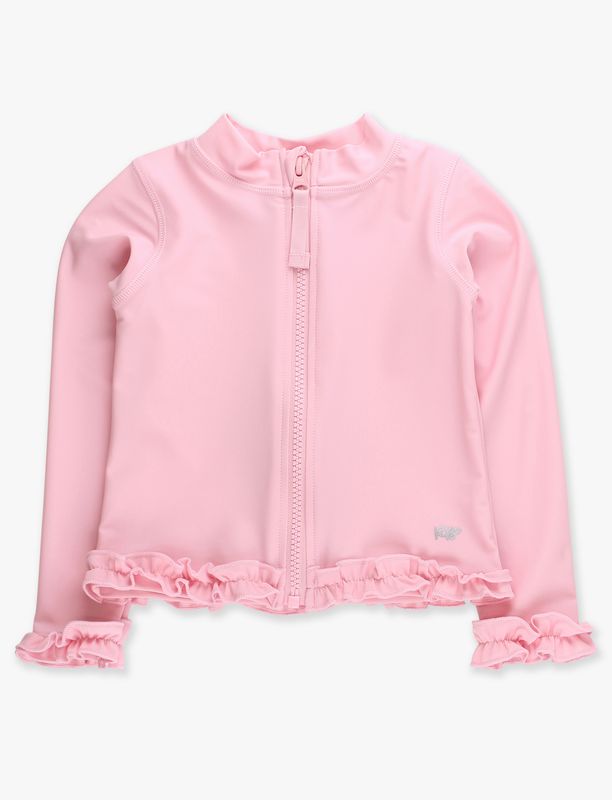 Pink Active Full Zip Ruffle Jacket