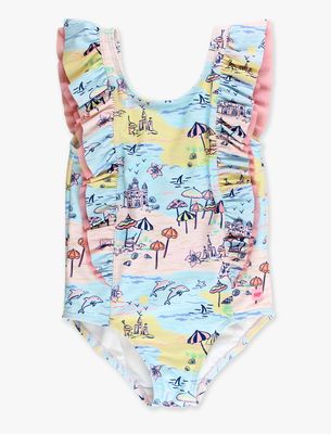 Beach Day Waterfall One Piece Swimsuit