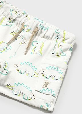 Cream Colorful Dino Short