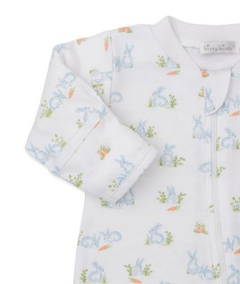 Baby Bunny Patch Blue Zip Footie