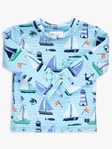 Blue Sweet Sails Long Sleeve Rash Guard, Size: 12-18m