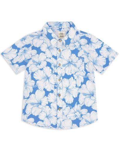 Marina Blue Hibiscus Button Down, Size: 12-18M