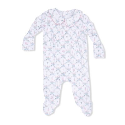 Golf Trellis Pink - Smocked Peter Pan Snap Footie