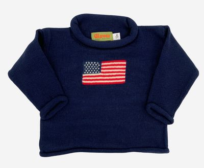 Navy Antique Flag Sweater