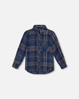 Navy Plaid Flannel Shirt