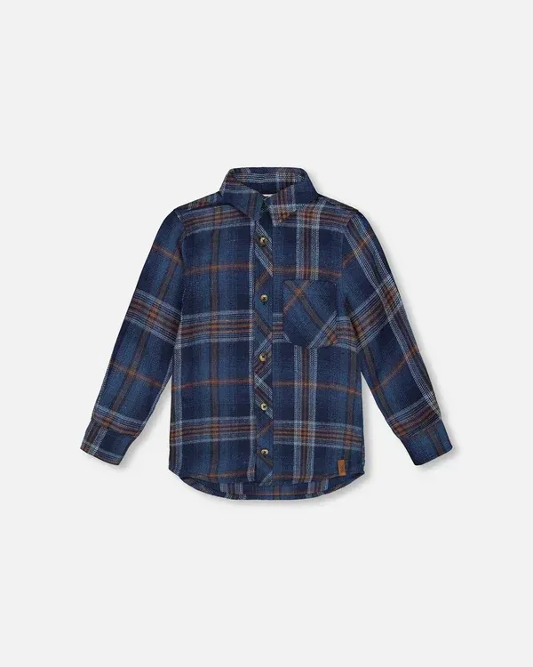 Navy Plaid Flannel Shirt