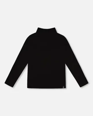 Black Brushed Rib Mock Top