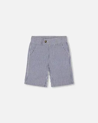 Striped Mazarine Blue Bermuda Short