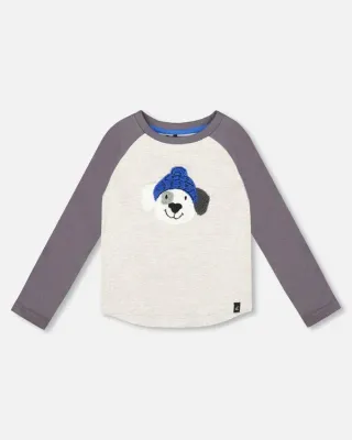 Heather Gray Raglan Pup Tee