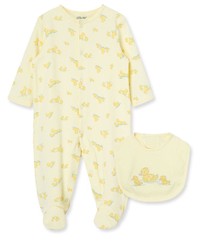 Little Yellow Ducks Footie+Bib