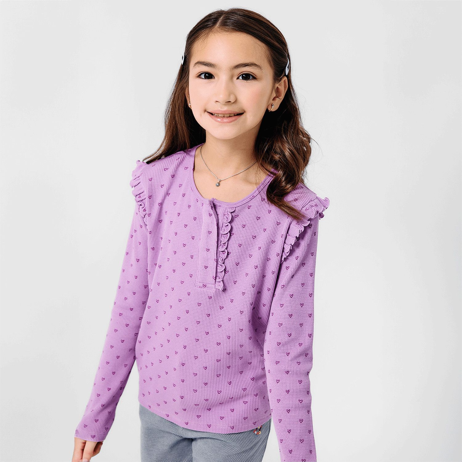 Pink Ribbon Henley Waffle Top