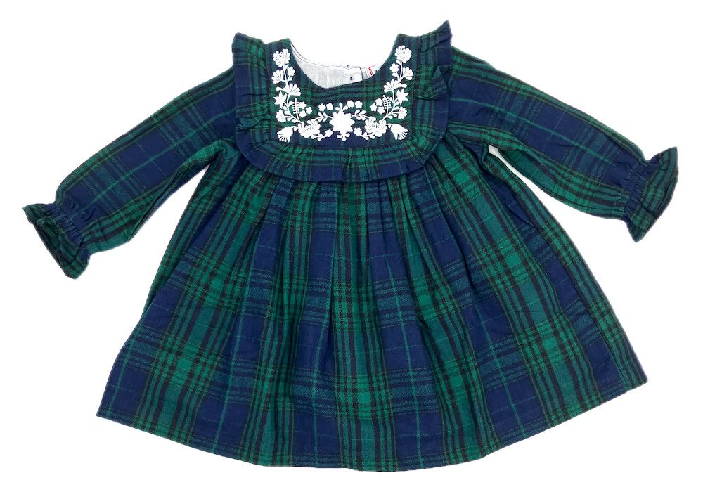 Navy Plaid Empire Dress