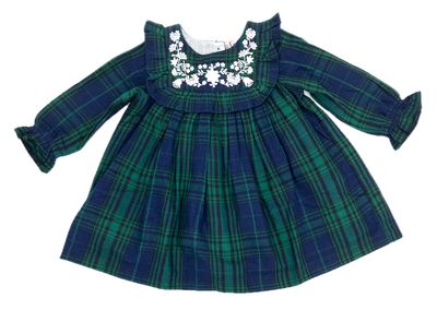 Navy Plaid Empire Dress