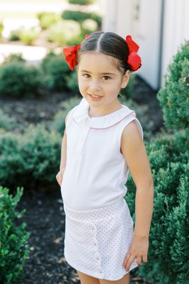 Ruffled Red Peter Pan Sleeveless Shirt