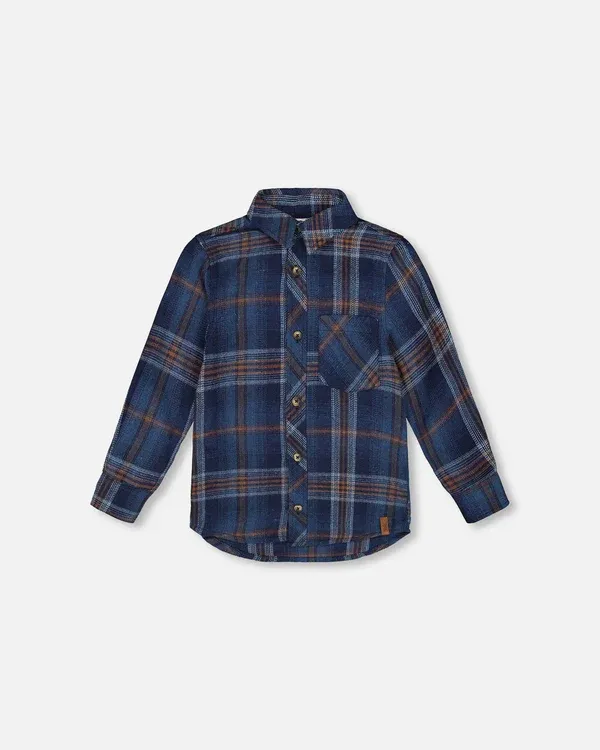 Navy Plaid Flannel Shirt