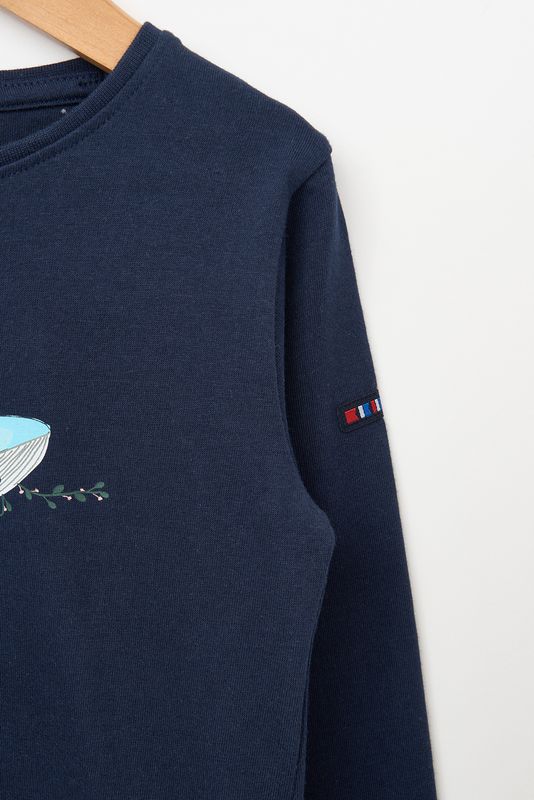 Navy Seagull Riding Whale Longsleeve