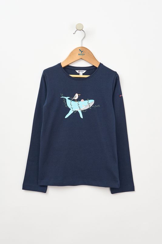 Navy Seagull Riding Whale Longsleeve