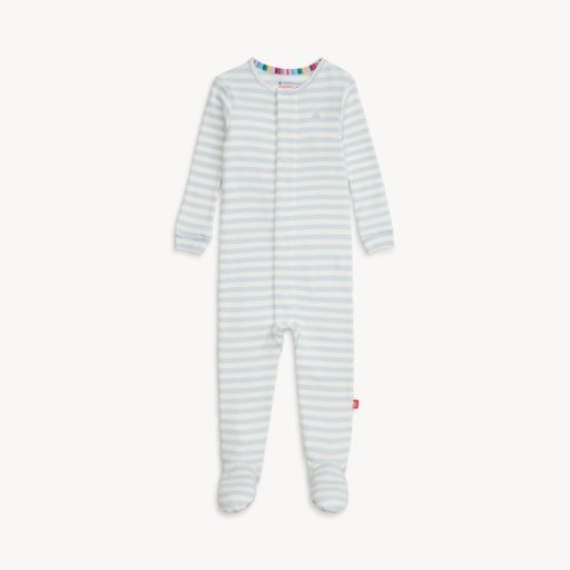 Blue Stripe Organic Cotton Footie, Size: NB