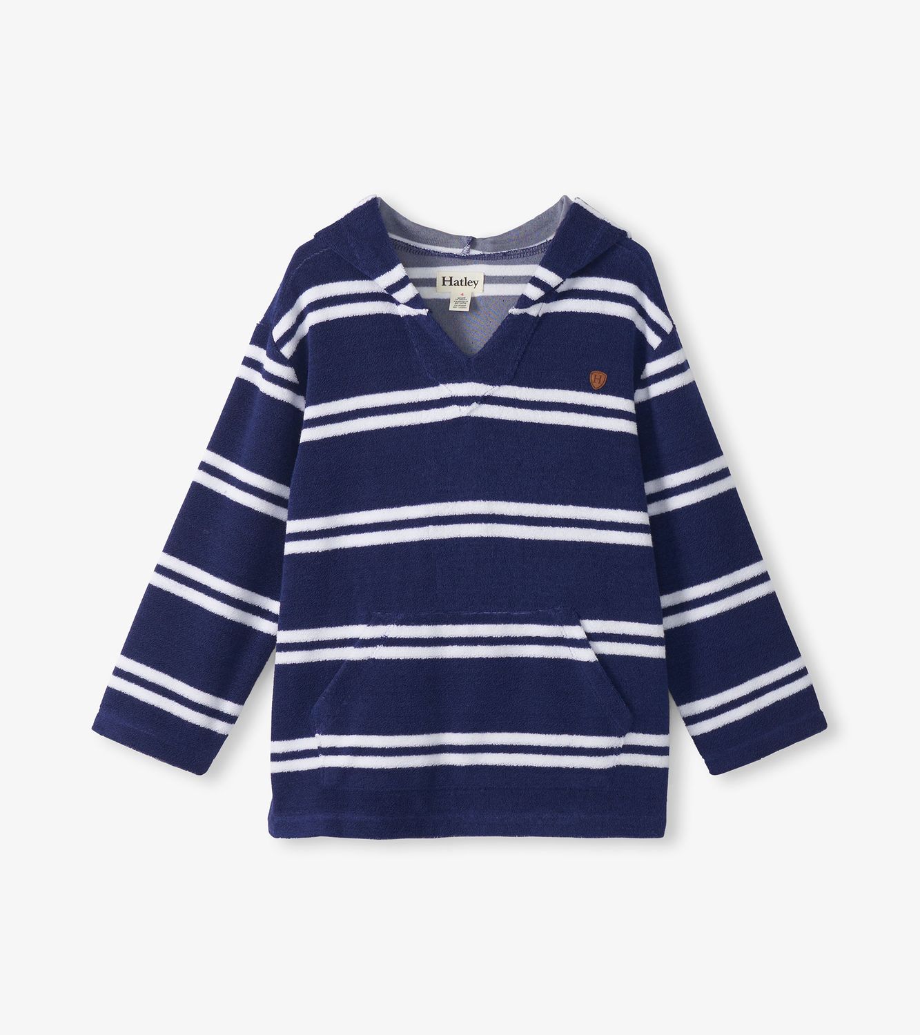 Navy Stripes Hooded Towel Coverup, Size: 2Y