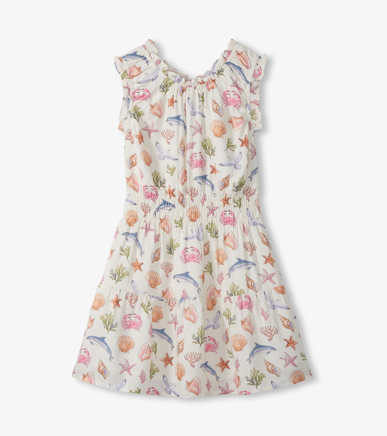 Vintage Sealife Gathered Dress, Size: 2Y