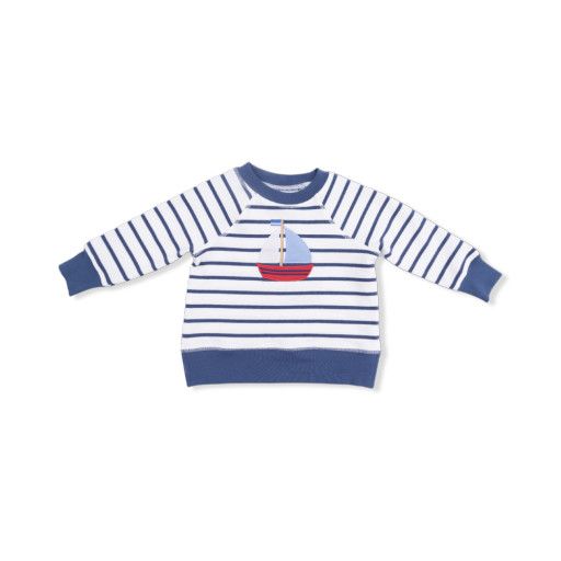 Bubbly Sailboat French Terry Sweatshirt, Size: 12-18M