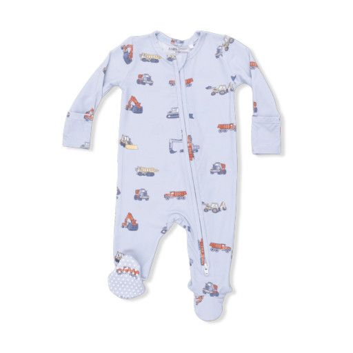 Construction Vehicles - 2 Way Zipper Footie, Size: NB