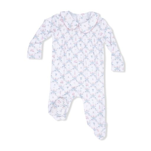 Golf Trellis Pink - Smocked Peter Pan Snap Footie, Size: NB
