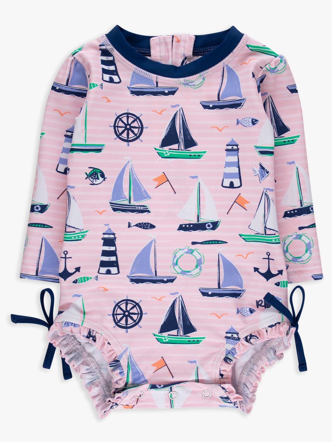 Pink Sweet Sails Long-sleeve Rashguard Swimsuit