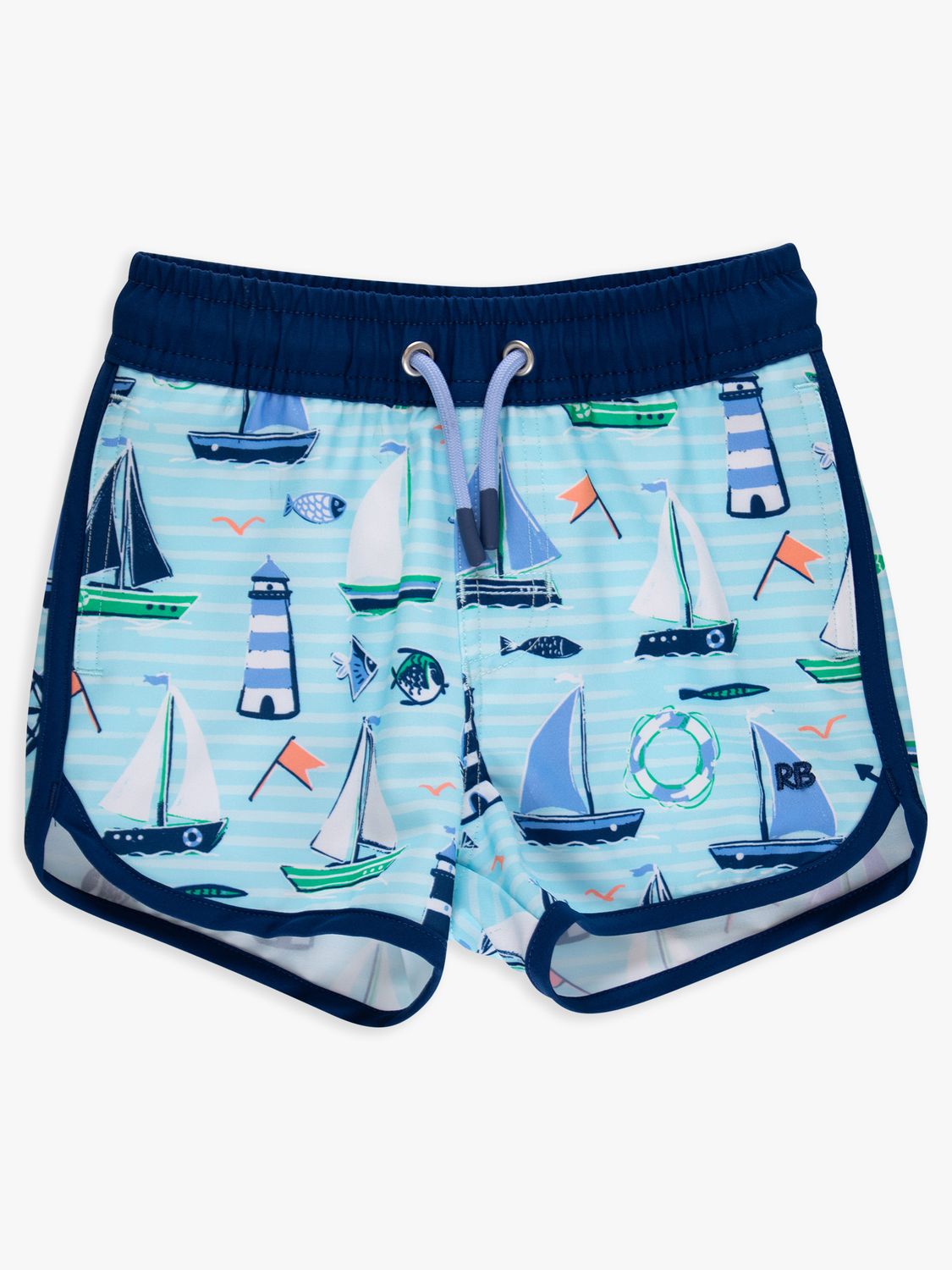 Blue Sweet Sails Dolphin Hem Swim Trunks
