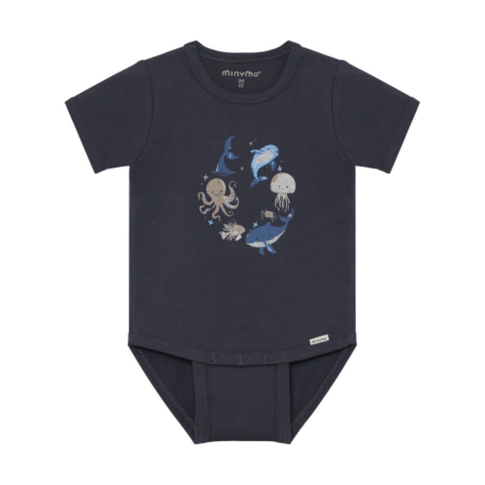 Navy Sea Creature Circle Short-sleeve Bodysuit