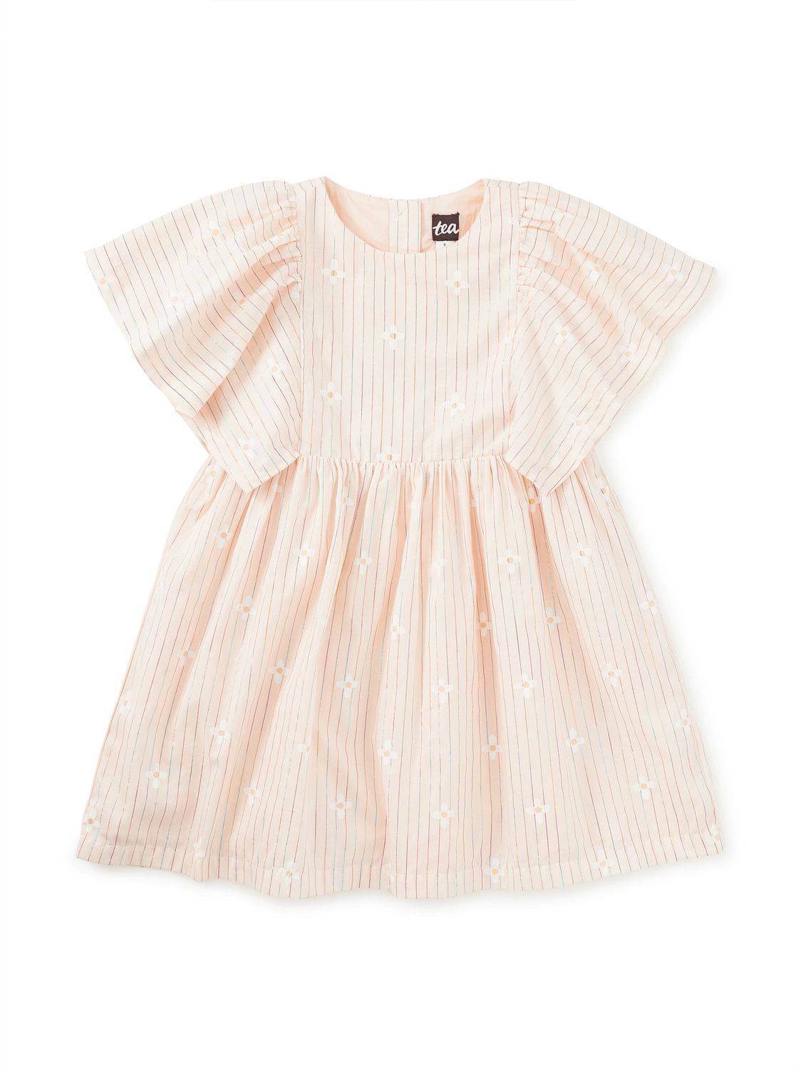 Floral Stripe Butterfly Sleeve Twirl Dress