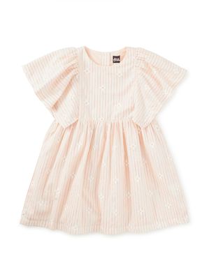 Floral Stripe Butterfly Sleeve Twirl Dress