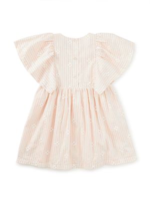 Floral Stripe Butterfly Sleeve Twirl Dress