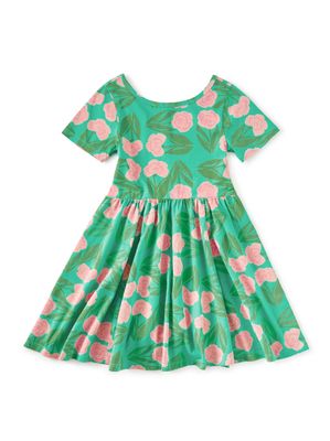 Carnation Floral Short-sleeve Ballet Dress