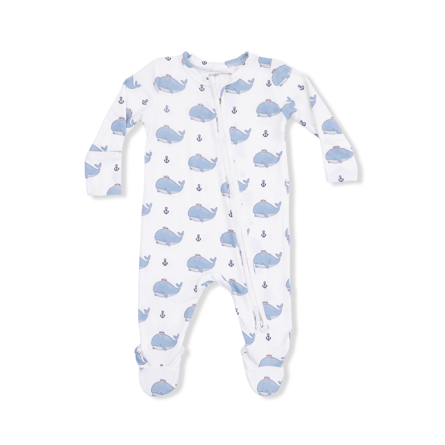 Bubbly Sailor Whales Blue - 2 Way Zipper Footie