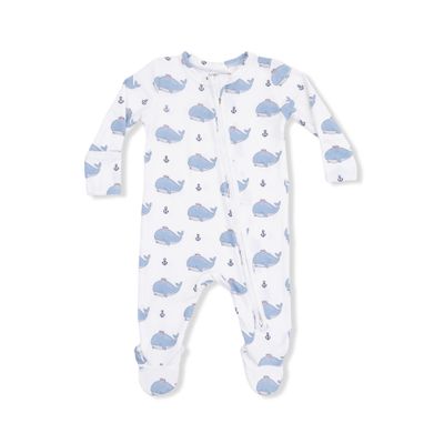 Bubbly Sailor Whales Blue - 2 Way Zipper Footie