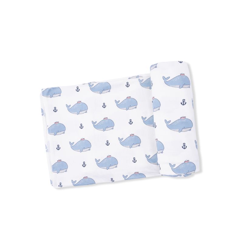 Bubbly Sailor Whales Blue - Swaddle Blanket