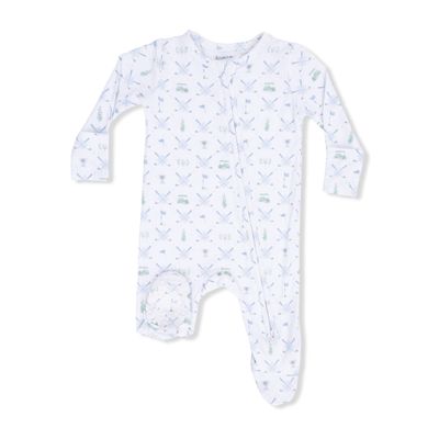 Golf Trellis Blue - 2 Way Zipper Footie