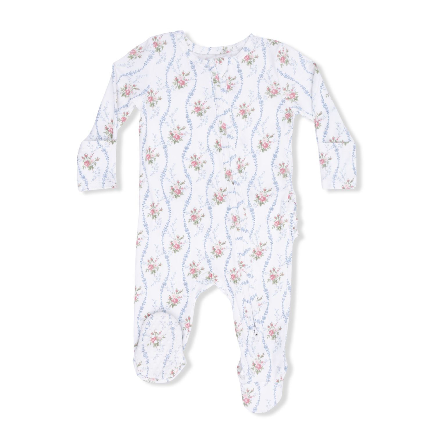 Heirloom Rose Stripe - 2 Way Zipper Footie