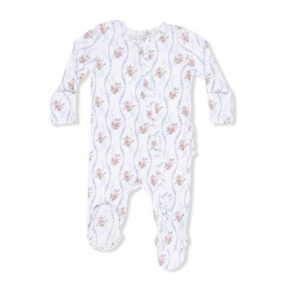 Heirloom Rose Stripe - 2 Way Zipper Footie