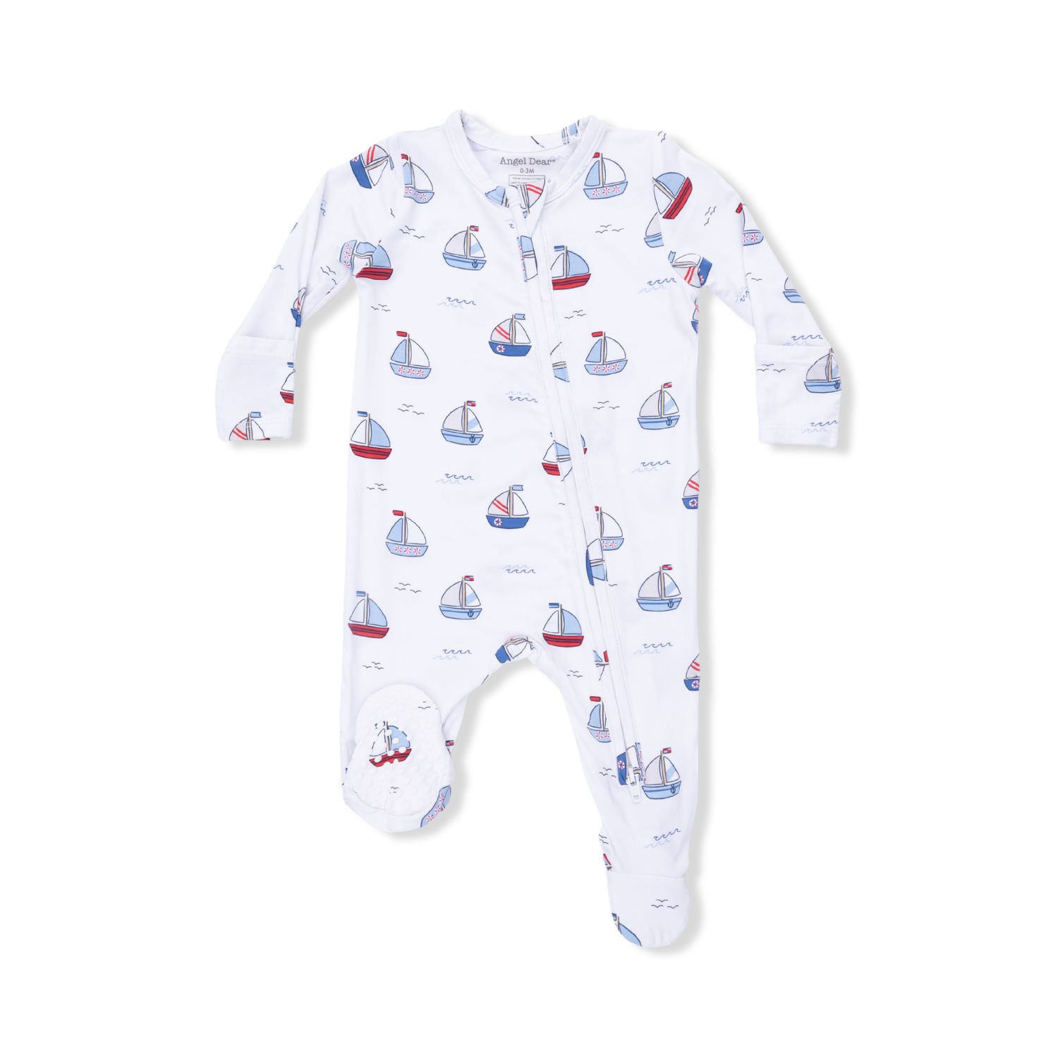 Bubbly Sailboats Blue - 2 Way Zipper Footie