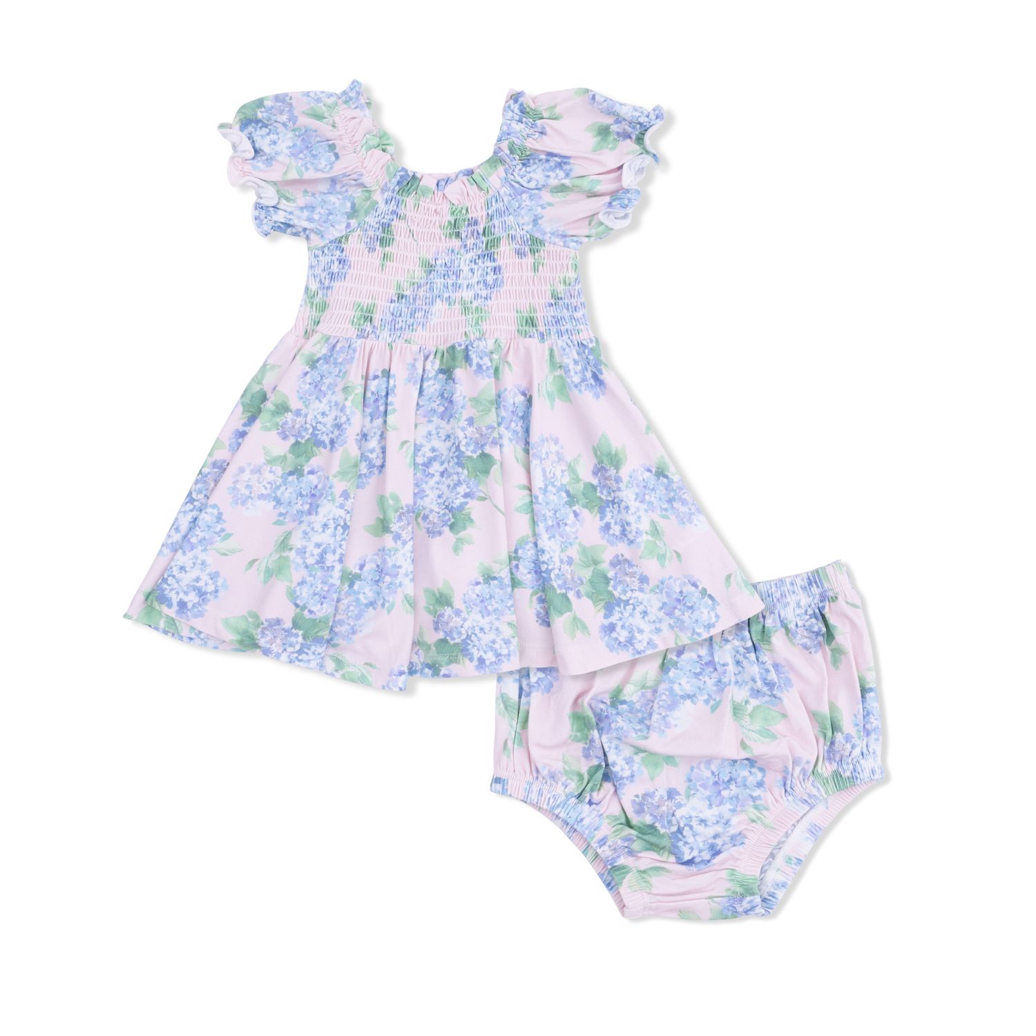 Hydrangeas - Smocked Twirly Dress+Bloomer