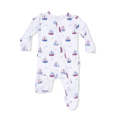 Bubbly Sailboats Pink - 2 Way Zipper Footie